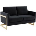 The appearance of LeisureMod Lincoln Midnight Black Modern Mid-Century Upholstered Velvet Loveseat with Gold Frame designed by LeisureMod in the modern / contemporary interior design. This midnight black piece of furniture was selected by 1StopBedrooms from Lincoln Collection to add a touch of cosiness and style into your home. Sku: LA55BL. Material: Velvet.