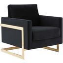 The appearance of LeisureMod Lincoln Midnight Black Modern Upholstered Velvet Accent Arm Chair with Gold Frame designed by LeisureMod in the modern / contemporary interior design. This midnight black piece of furniture was selected by 1StopBedrooms from Lincoln Collection to add a touch of cosiness and style into your home. Sku: LA31BL. Material: Velvet.