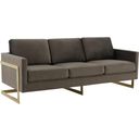 The appearance of LeisureMod Lincoln Modern Mid-Century Upholstered Dark Grey Velvet Sofa with Gold Frame designed by LeisureMod in the modern / contemporary interior design. This dark grey piece of furniture was selected by 1StopBedrooms from Lincoln Collection to add a touch of cosiness and style into your home. Sku: LA83DGR. Material: Velvet.