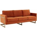 The appearance of LeisureMod Lincoln Modern Mid-Century Upholstered Orange Velvet Sofa with Gold Frame designed by LeisureMod in the modern / contemporary interior design. This orange piece of furniture was selected by 1StopBedrooms from Lincoln Collection to add a touch of cosiness and style into your home. Sku: LA83OR. Material: Velvet.