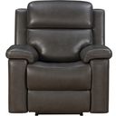 The appearance of Leon Power Recliner with Power Head Rest In Smoke Gray designed by BarcaLounger in the modern / contemporary interior design. This smoke gray piece of furniture  was selected by 1StopBedrooms from Leon Collection to add a touch of cosiness and style into your home. Sku: 9PHLHM1343373096. Material: Leather.