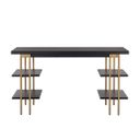 Levigne Desk In Antique Brass and Black