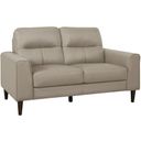 The appearance of Lewes Leather Loveseat In Beige designed by Homelegance in the modern / contemporary interior design. This beige piece of furniture was selected by 1StopBedrooms from Lewes Collection to add a touch of cosiness and style into your home. Sku: 8566LTE-2. Material: Faux Leather.