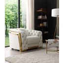 The appearance of Lexi Chair In Ivory designed by Glory in the glam interior design. This ivory piece of furniture  was selected by 1StopBedrooms from Lexi Collection to add a touch of cosiness and style into your home. Sku: G0597A-C. Material: Velvet.