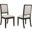 The appearance of Louise Upholstered Dining Side Chairs Black and Cream Set of 2 designed by Coaster in the modern / contemporary interior design. This black piece of furniture  was selected by 1StopBedrooms from Louise Collection to add a touch of cosiness and style into your home. Sku: 101562. Material: Wood.