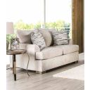 The appearance of Leytonstone Loveseat In Cream designed by Furniture of America in the transitional interior design. This cream piece of furniture  was selected by 1StopBedrooms from Leytonstone Collection to add a touch of cosiness and style into your home. Sku: SM1209-LV. Material: Fabric.