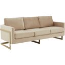 The appearance of Lincoln Upholstered Velvet Sofa In Beige designed by LeisureMod in the modern / contemporary interior design. This beige piece of furniture was selected by 1StopBedrooms from Lincoln Collection to add a touch of cosiness and style into your home. Sku: LA83BG. Material: Velvet.
