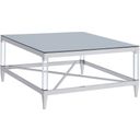 The appearance of Lindley Square Coffee Table with Acrylic Legs and Tempered Mirror Top Chrome designed by Coaster in the modern / contemporary interior design. This chrome piece of furniture  was selected by 1StopBedrooms from Lindley Collection to add a touch of cosiness and style into your home. Sku: 709728. Material: Metal.