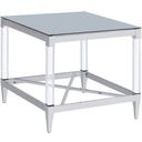 The appearance of Lindley Square End Table with Acrylic Legs and Tempered Mirror Top Chrome designed by Coaster in the modern / contemporary interior design. This chrome piece of furniture  was selected by 1StopBedrooms from Lindley Collection to add a touch of cosiness and style into your home. Sku: 709727. Material: Metal.