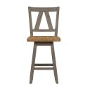 The appearance of Lindsey Farm Gray And Sandstone Counter Height Swivel Chair Set Of 2 designed by Liberty in the transitional interior design. This brown piece of furniture  was selected by 1StopBedrooms from Lindsey Farm Collection to add a touch of cosiness and style into your home. Sku: 62-B250324. Material: Wood.