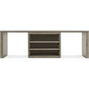 The appearance of Linville Falls 96 Inch Desk With Centered Open Desk Cabinet designed by Hooker in the transitional interior design. This medium wood piece of furniture was selected by 1StopBedrooms from Linville Falls Collection to add a touch of cosiness and style into your home. Sku: 6150-10061-85;6150-10061-85;6150-10096-85;6150-10413-85. Material: Oak Veneer.