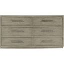 The appearance of Linville Falls Chimney Gap Six Drawer Dresser designed by Hooker in the transitional interior design. This medium wood piece of furniture was selected by 1StopBedrooms from Linville Falls Collection to add a touch of cosiness and style into your home. Sku: 6150-90002-85. Material: Oak Veneer.