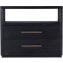 The appearance of Linville Falls Shou Sugi Ban Two Drawer Nightstand designed by Hooker in the transitional interior design. This black piece of furniture was selected by 1StopBedrooms from Linville Falls Collection to add a touch of cosiness and style into your home. Sku: 6150-90016-99. Material: Pine.