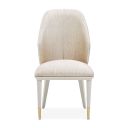 The appearance of Lisbon Dining Side Chair Set of 2 In Silken Matte Cream designed by Michael Amini in the transitional interior design. This silken matte cream piece of furniture  was selected by 1StopBedrooms from Lisbon Collection to add a touch of cosiness and style into your home. Sku: LFR-LSBN003A-140. Material: Solid Wood.