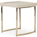 The appearance of Lisbon Side Table In Silken Matte Cream designed by Michael Amini in the transitional interior design. This silken matte cream piece of furniture was selected by 1StopBedrooms from Lisbon Collection to add a touch of cosiness and style into your home. Sku: LFR-LSBN202-140. Material: MDF.