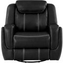 The appearance of Littleton Swivel Glider Reclining Chair In Black designed by Homelegance in the modern / contemporary interior design. This black piece of furniture  was selected by 1StopBedrooms from Littleton Collection to add a touch of cosiness and style into your home. Sku: 8516BK-1. Material: Faux Leather.