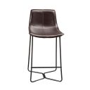 Live Edge Bonded Leather Pub Chairs Set of 2 In Dark Brown