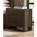 The appearance of Lodge and Loft 2 Drawer Nightstand In Dark Oak designed by Vaughan Bassett in the modern / contemporary interior design. This dark oak piece of furniture was selected by 1StopBedrooms from Lodge and Loft Collection to add a touch of cosiness and style into your home. Sku: 840-227. Material: Wood.