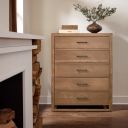 The appearance of Lodge and Loft 5 Drawer Chest In Blond Oak designed by Vaughan Bassett in the modern / contemporary interior design. This blond oak piece of furniture  was selected by 1StopBedrooms from Lodge and Loft Collection to add a touch of cosiness and style into your home. Sku: 842-115. Material: Wood.