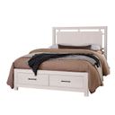 Lodge and Loft Queen Floating Panel Bed with Footboard Storage In Soft White