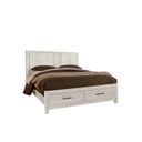Lodge and Loft Queen Radius Poster Bed with Footboard Storage In Soft White