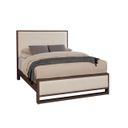 Lodge and Loft Queen Upholstered Bed In Ivory Cream and Dark Oak