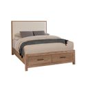 Lodge and Loft Queen Upholstered Storage Bed In Ivory Cream and Blond Oak