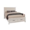 Lodge and Loft Queen Upholstered Storage Bed In Ivory Cream and Soft White