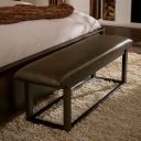 Lodge and Loft Upholstered Bench In Sedona Brown and Dark Oak