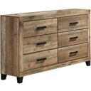 Logan MDF Solid Wood Dresser with Mirror in Weathered Brown Pine