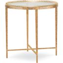 The appearance of Logan Round Chairside Table 24 Dia In Gold designed by Century Furniture in the modern / contemporary interior design. This gold piece of furniture  was selected by 1StopBedrooms from Details Occasional Collection to add a touch of cosiness and style into your home. Sku: CSA-102-9. Material: Tempered Glass.