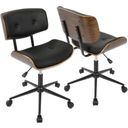 The appearance of Lombardi Mid-Century Modern Adjustable Office Chair With Swivel In Walnut And Black designed by Lumisource in the transitional interior design. This walnut piece of furniture was selected by 1StopBedrooms from Lombardi Collection to add a touch of cosiness and style into your home. Sku: OC-JY-LMB WL+BK. Material: Metal.
