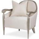 The appearance of London Place Porcelain/Platinum Accent Chair designed by Michael Amini in the transitional interior design. This platinum piece of furniture was selected by 1StopBedrooms from London Collection to add a touch of cosiness and style into your home. Sku: NC9004834-PRCLN-124. Material: Polyester.