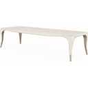 The appearance of London Place Rectangular Dining Table In Creamy Pearl designed by Michael Amini in the transitional interior design. This creamy pearl piece of furniture was selected by 1StopBedrooms from London Collection to add a touch of cosiness and style into your home. Sku: N9004000-112. Material: Polyester. Table Top Shape: Rectangular. Size: 122".