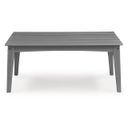 The appearance of Lone View Bay Outdoor Coffee Table In Gray designed by Signature Design by Ashley in the transitional interior design. This gray piece of furniture was selected by 1StopBedrooms from Lone View Bay Collection to add a touch of cosiness and style into your home. Sku: P803-701. Material: HDPE.