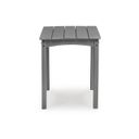 The appearance of Lone View Bay Outdoor End Table In Gray designed by Signature Design by Ashley in the transitional interior design. This gray piece of furniture was selected by 1StopBedrooms from Lone View Bay Collection to add a touch of cosiness and style into your home. Sku: P803-702. Material: HDPE.
