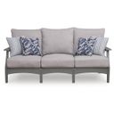 The appearance of Lone View Bay Outdoor Sofa with Cushion In Gray designed by Signature Design by Ashley in the transitional interior design. This gray piece of furniture was selected by 1StopBedrooms from Lone View Bay Collection to add a touch of cosiness and style into your home. Sku: P803-838. Material: Fabric.