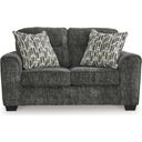 The appearance of Lonoke Loveseat In Gunmetal designed by Signature Design by Ashley in the modern / contemporary interior design. This gunmetal piece of furniture was selected by 1StopBedrooms from Lonoke Collection to add a touch of cosiness and style into your home. Sku: 5050435. Material: Polyester.