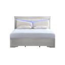 Lorana Teddy Fabric LED Queen Bed in Silver Champagne