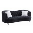 The appearance of Lori Black Velvet Tuxedo Arm Sofa designed by Premier Home in the modern / contemporary interior design. This black piece of furniture  was selected by 1StopBedrooms from Lori Collection to add a touch of cosiness and style into your home. Sku: FS372-BK-SO. Material: Velvet.