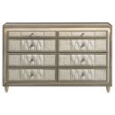 The appearance of Lorient 8-Drawer LED Bedroom Dresser Cabinet In Ivory and Camel designed by Coaster in the traditional interior design. This ivory and camel piece of furniture was selected by 1StopBedrooms from Lorient Collection to add a touch of cosiness and style into your home. Sku: 222663. Material: Fabric.