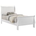 The appearance of Louis Philippe 47 Inch Twin Sleigh Panel Bed In White designed by Coaster in the traditional interior design. This white piece of furniture  was selected by 1StopBedrooms from Louis Philippe Collection to add a touch of cosiness and style into your home. Sku: 202441TB1;202441TB2. Bed Type: Panel Bed. Bed Size: Twin. Material: MDF.