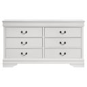 The appearance of Louis Philippe 6-Drawer Dresser In White designed by Coaster in the traditional interior design. This white piece of furniture  was selected by 1StopBedrooms from Louis Philippe Collection to add a touch of cosiness and style into your home. Sku: 202443. Material: Wood.