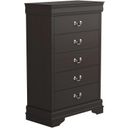 The appearance of Louis Philippe 5-drawer Chest with Silver Bails Cappuccino designed by Coaster in the traditional interior design. This cappuccino piece of furniture was selected by 1StopBedrooms from Louis Philippe Collection to add a touch of cosiness and style into your home. Sku: 202415. Material: Wood.