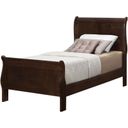 The appearance of Louis Philippe Twin Panel Sleigh Bed Cappuccino designed by Coaster in the traditional interior design. This cappuccino piece of furniture was selected by 1StopBedrooms from Louis Philippe Collection to add a touch of cosiness and style into your home. Sku: 202411TB1;202411TB2. Bed Type: Sleigh Bed. Material: Wood. Bed Size: Twin.