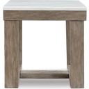 The appearance of Loyaska Brown And Ivory Square End Table designed by Signature Design by Ashley in the transitional interior design. This brown/ivory piece of furniture was selected by 1StopBedrooms from Loyaska Collection to add a touch of cosiness and style into your home. Sku: T789-2. Material: Marble.