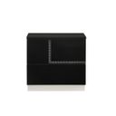 The appearance of Lucca Black Lacquer RAF Nightstand designed by J&M in the modern / contemporary interior design. This black piece of furniture was selected by 1StopBedrooms from Lucca Collection to add a touch of cosiness and style into your home. Sku: 17685-NSR. Material: Wood.
