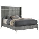 Lucia 61 Inch Upholstered Queen Wingback Bed In Grey