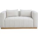 Lucia Linen Textured Fabric Loveseat In Cream