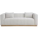 Lucia Linen Textured Fabric Sofa In Cream